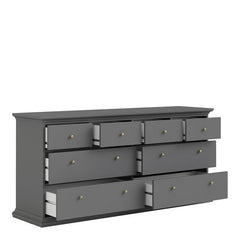 Paris Chest of 8 Drawers in Matt Grey - UK - Furniture One Shop