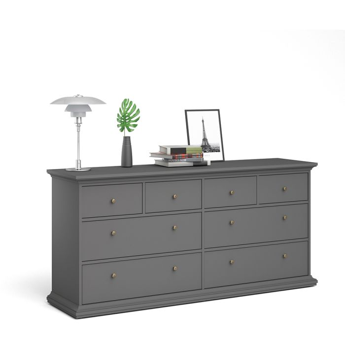 Paris Chest of 8 Drawers in Matt Grey - UK