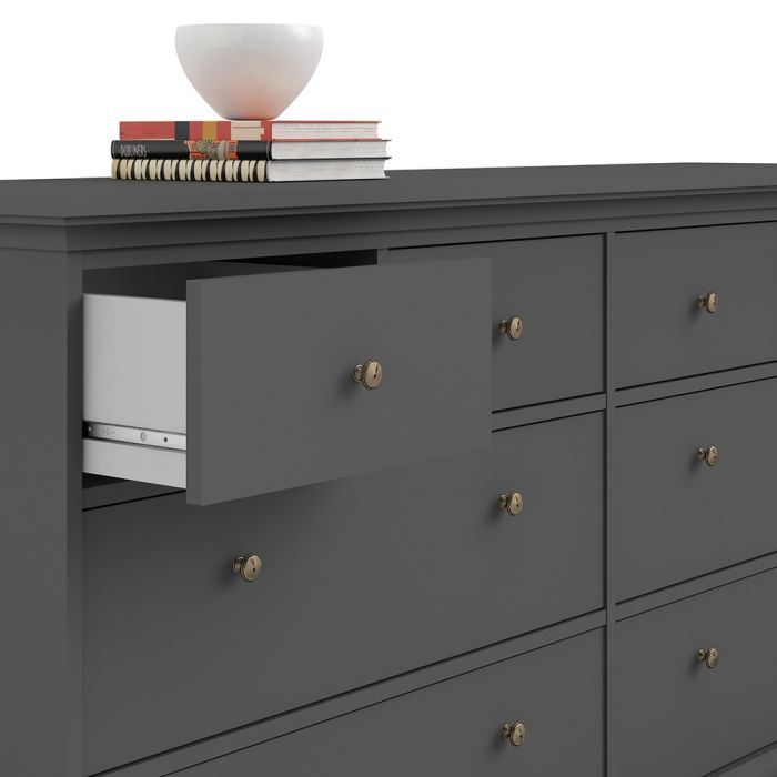 Paris Chest of 8 Drawers in Matt Grey - UK