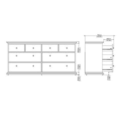 Paris Chest of 8 Drawers in Matt Grey - UK - Furniture One Shop
