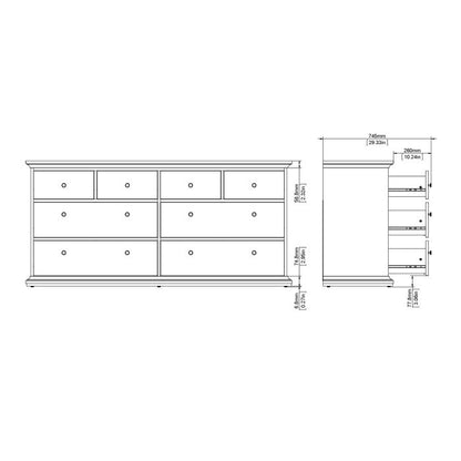 Paris Chest of 8 Drawers in White - UK