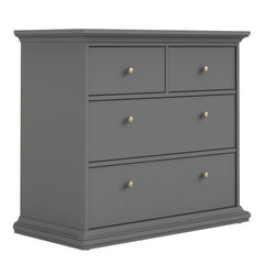 Paris Package - Bedside 2 Drawers in + Chest of 4 Drawers + Wardrobe with 2 Doors Matt Grey - UK - Furniture One Shop