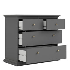 Paris Package - Bedside 2 Drawers in + Chest of 4 Drawers + Wardrobe with 2 Doors Matt Grey - UK - Furniture One Shop