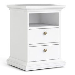 Paris Package - Bedside 2 Drawers in + Chest of 4 Drawers + Wardrobe with 2 Doors White - UK