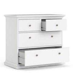 Paris Package - Bedside 2 Drawers in + Chest of 4 Drawers + Wardrobe with 2 Doors White - UK