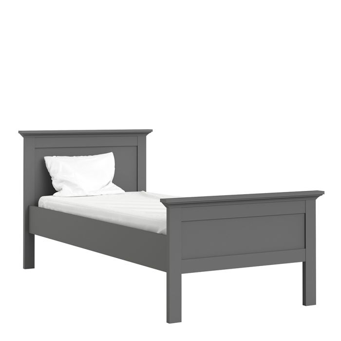 Paris Single Bed (90 x 200) in Matt Grey - UK