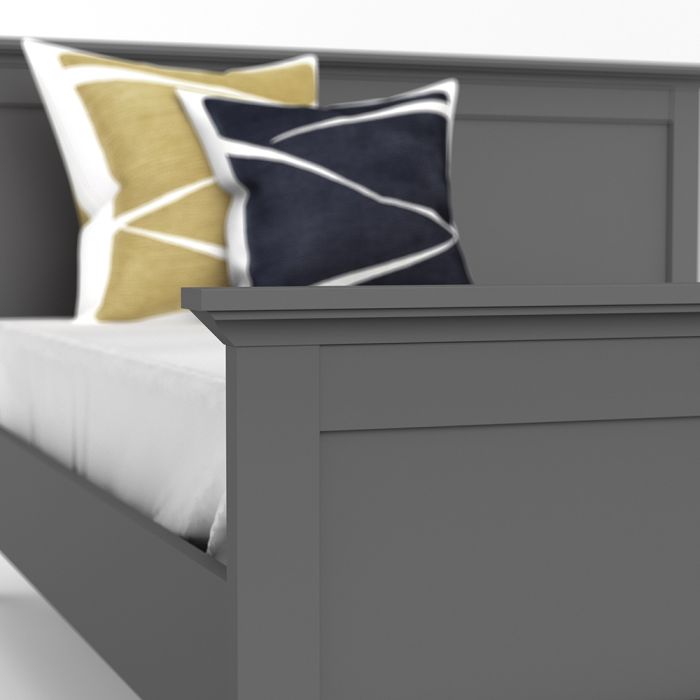 Paris Single Bed (90 x 200) in Matt Grey - UK