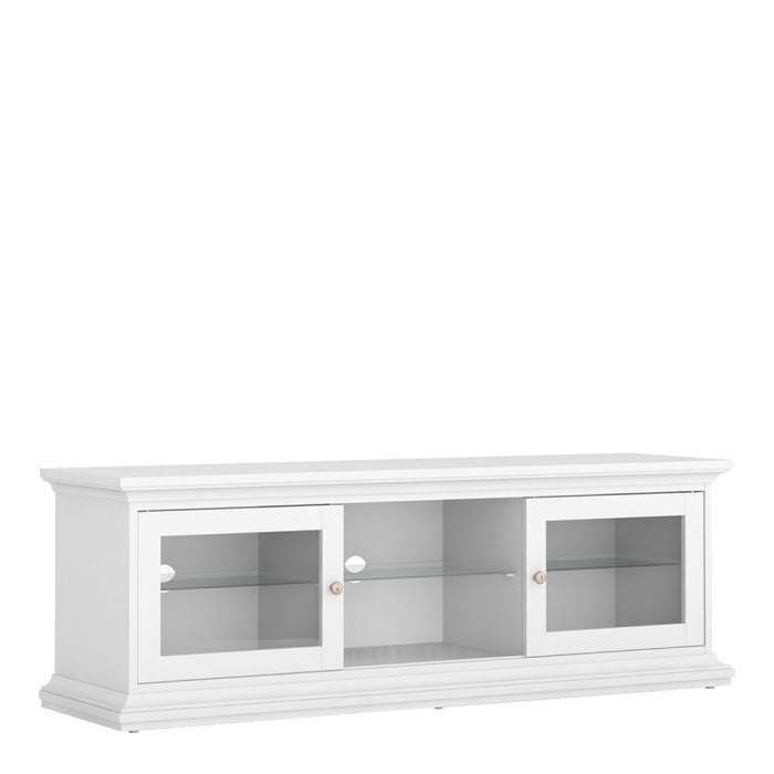 Paris TV Unit - Wide - 2 Doors 1 Shelf in White - UK