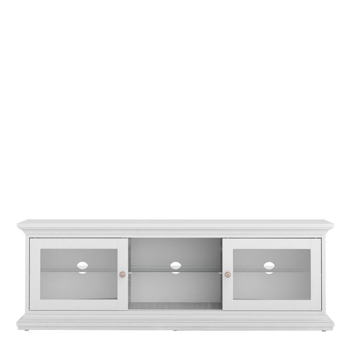 Paris TV Unit - Wide - 2 Doors 1 Shelf in White - UK