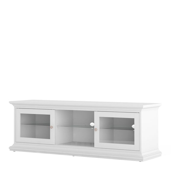 Paris TV Unit - Wide - 2 Doors 1 Shelf in White - UK