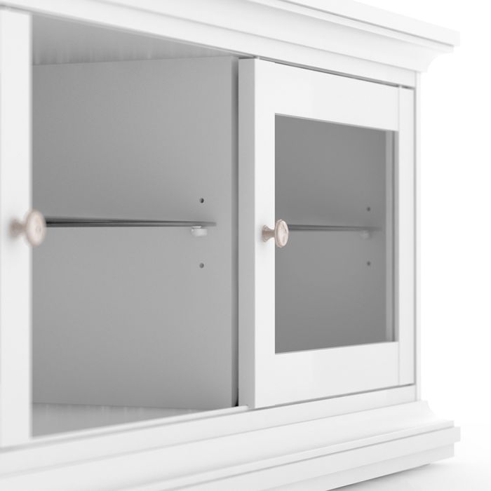 Paris TV Unit - Wide - 2 Doors 1 Shelf in White - UK