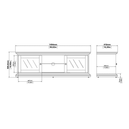 Paris TV Unit - Wide - 2 Doors 1 Shelf in White - UK