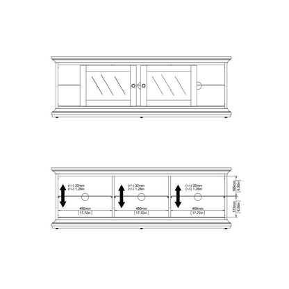 Paris TV Unit - Wide - 2 Doors 1 Shelf in White - UK