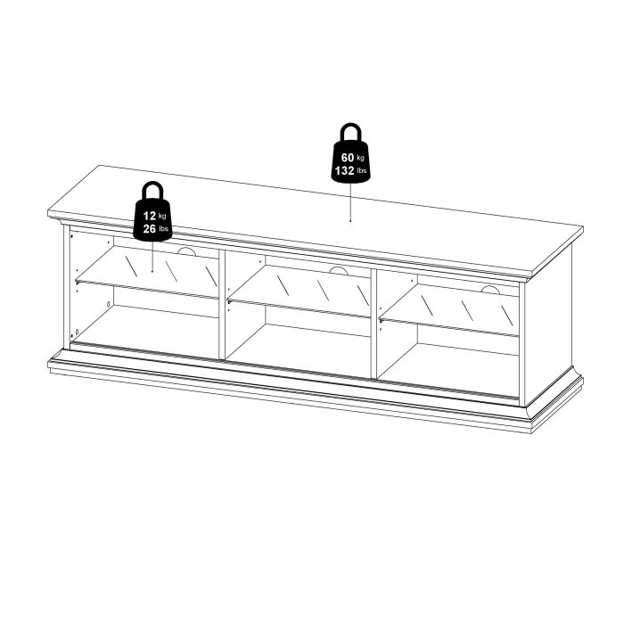 Paris TV Unit - Wide - 2 Doors 1 Shelf in White - UK
