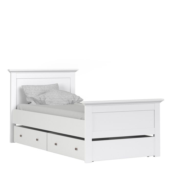 Paris Underbed Storage Drawer for Single Bed in White - UK