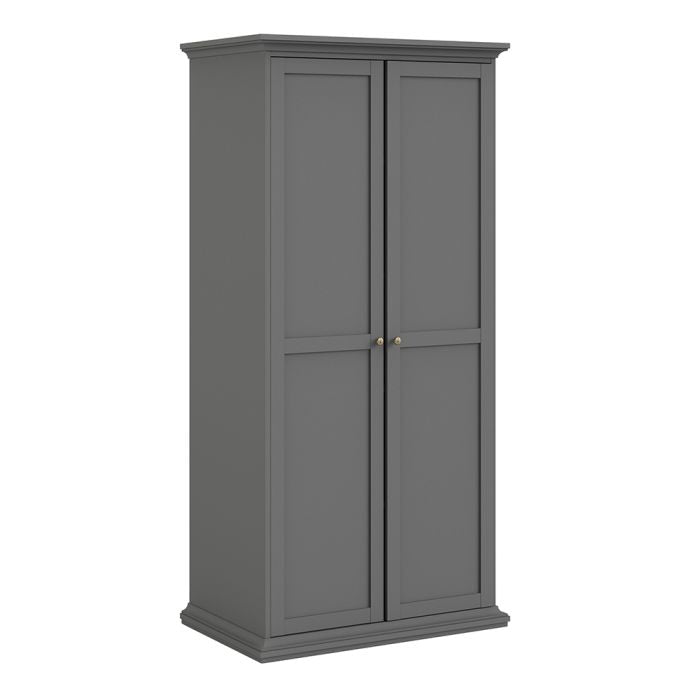 Paris Wardrobe with 2 Doors in Matt Grey - UK