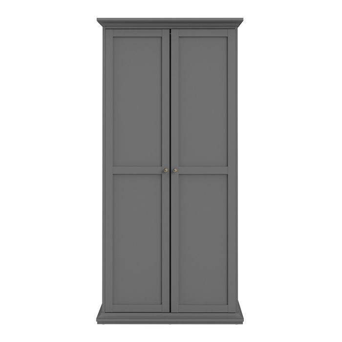 Paris Wardrobe with 2 Doors in Matt Grey - UK