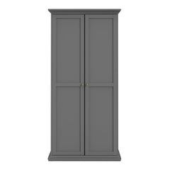 Paris Wardrobe with 2 Doors in Matt Grey - UK - Furniture One Shop