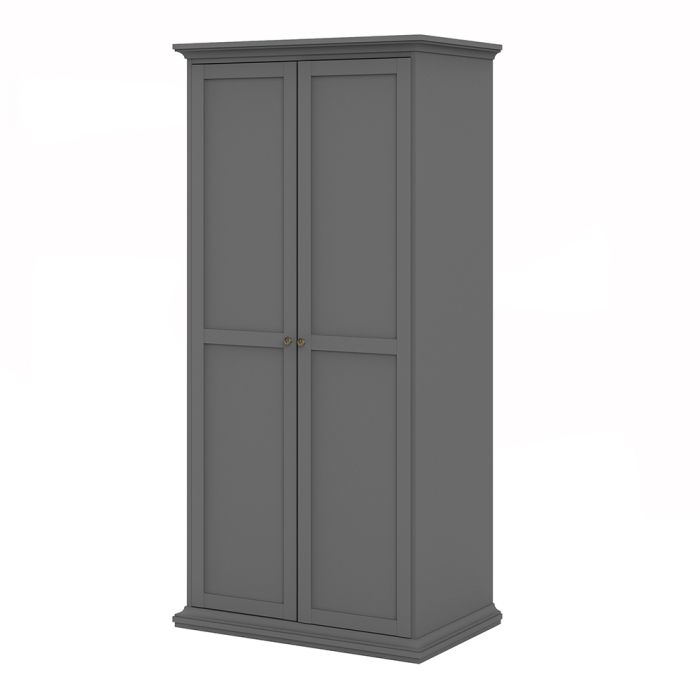 Paris Wardrobe with 2 Doors in Matt Grey - UK