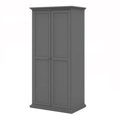 Paris Wardrobe with 2 Doors in Matt Grey - UK - Furniture One Shop