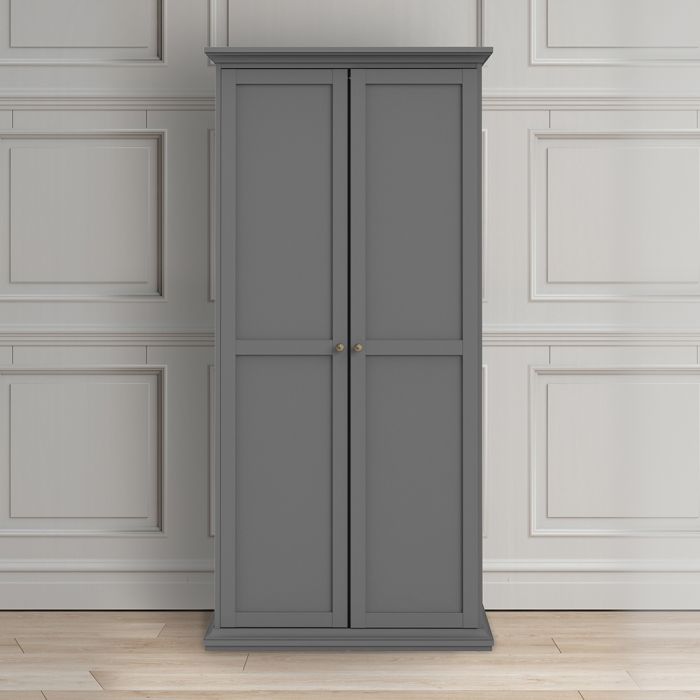 Paris Wardrobe with 2 Doors in Matt Grey - UK