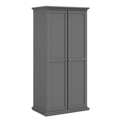 Paris Wardrobe with 2 Doors in Matt Grey - UK - Furniture One Shop