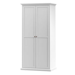 Paris Wardrobe with 2 Doors in White - UK - Furniture One Shop