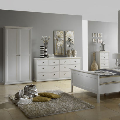 Paris Wardrobe with 2 Doors in White - UK - Furniture One Shop