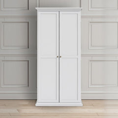 Paris Wardrobe with 2 Doors in White - UK - Furniture One Shop