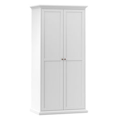 Paris Wardrobe with 2 Doors in White - UK - Furniture One Shop