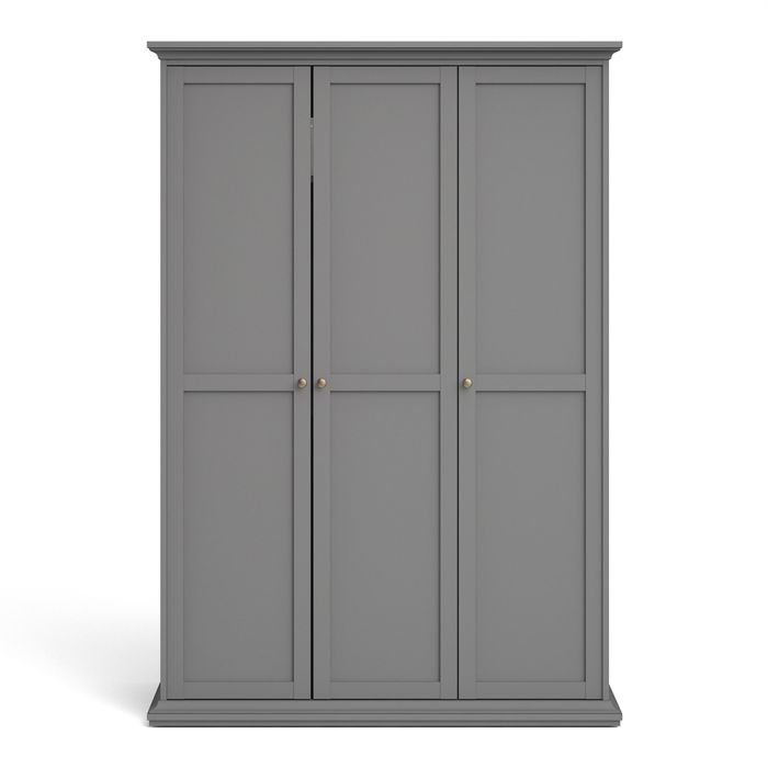 Paris Wardrobe with 3 Doors in Matt Grey - UK