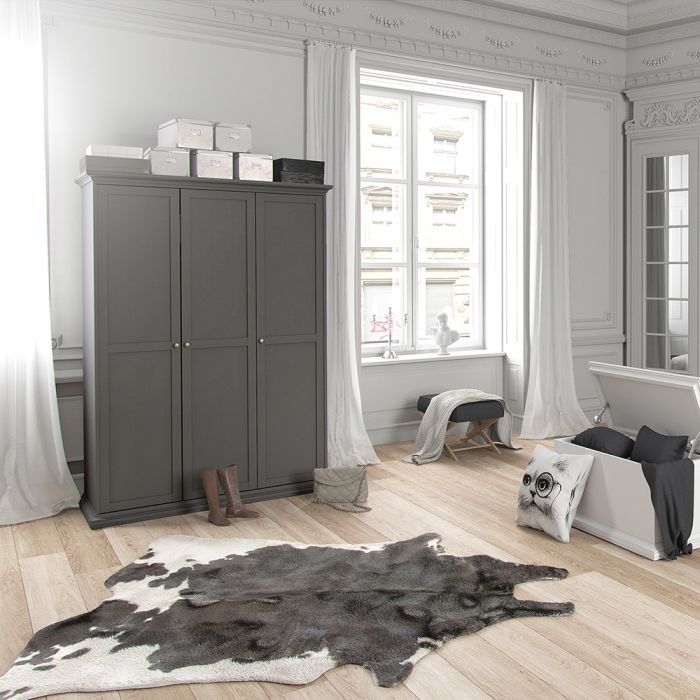 Paris Wardrobe with 3 Doors in Matt Grey - UK