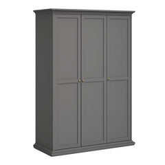 Paris Wardrobe with 3 Doors in Matt Grey - UK