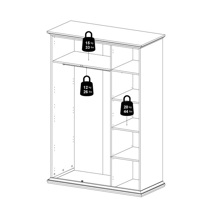 Paris Wardrobe with 3 Doors in White - UK