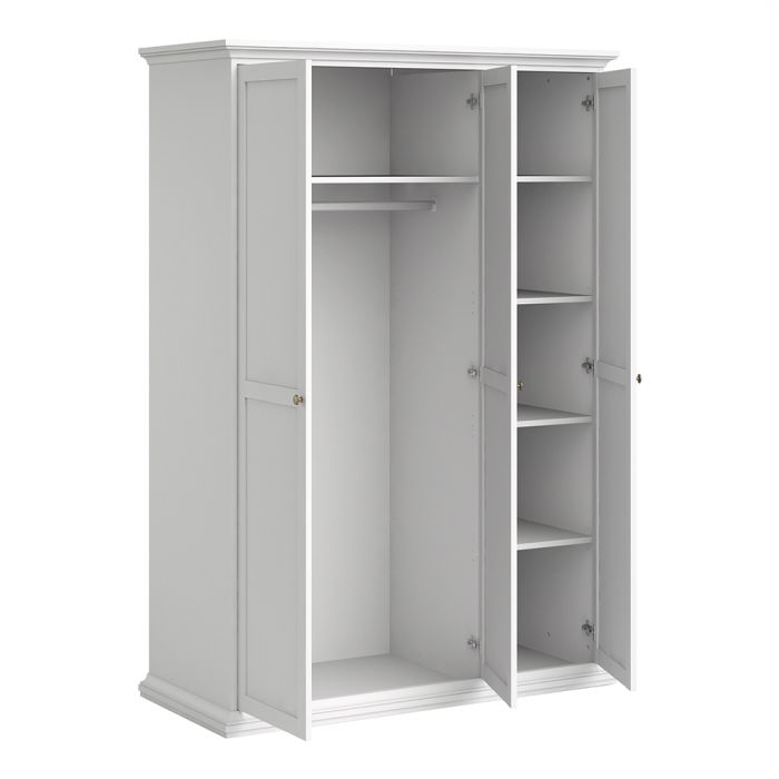 Paris Wardrobe with 3 Doors in White - UK