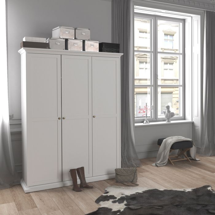 Paris Wardrobe with 3 Doors in White - UK