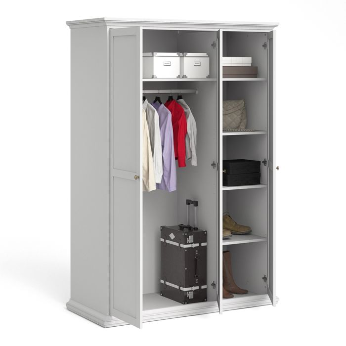 Paris Wardrobe with 3 Doors in White - UK