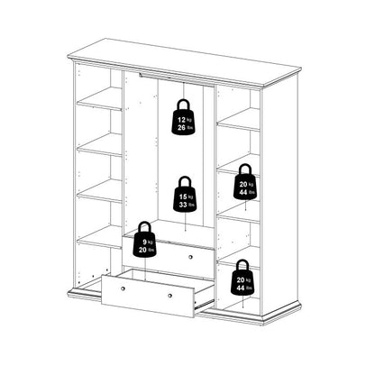 Paris Wardrobe with 4 Doors and 2 Drawers in Matt Grey - UK