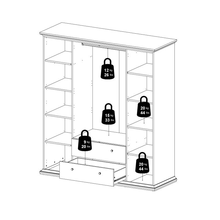 Paris Wardrobe with 4 Doors and 2 Drawers in Matt Grey - UK