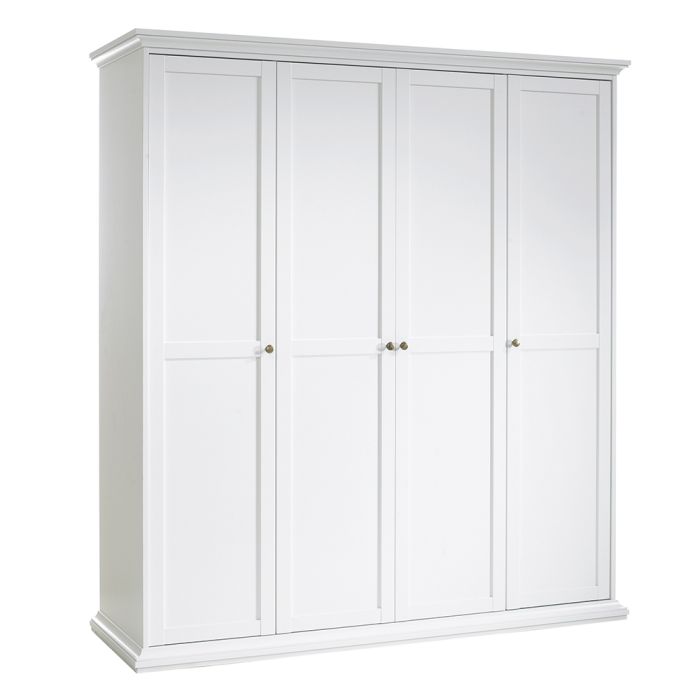 Paris Wardrobe with 4 Doors in White - UK