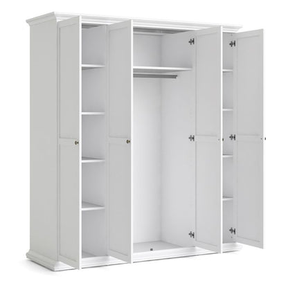 Paris Wardrobe with 4 Doors in White - UK