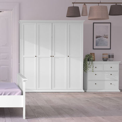 Paris Wardrobe with 4 Doors in White - UK