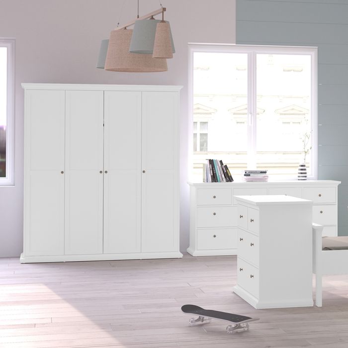 Paris Wardrobe with 4 Doors in White - UK