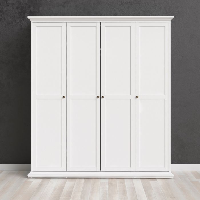 Paris Wardrobe with 4 Doors in White - UK