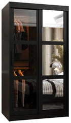 Parma Sliding Door 100cm Wooden Wardrobe in Black - Furniture One Shop