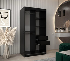 Parma Sliding Door 100cm Wooden Wardrobe in Black - Furniture One Shop