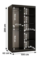 Parma Sliding Door 100cm Wooden Wardrobe in Black - Furniture One Shop