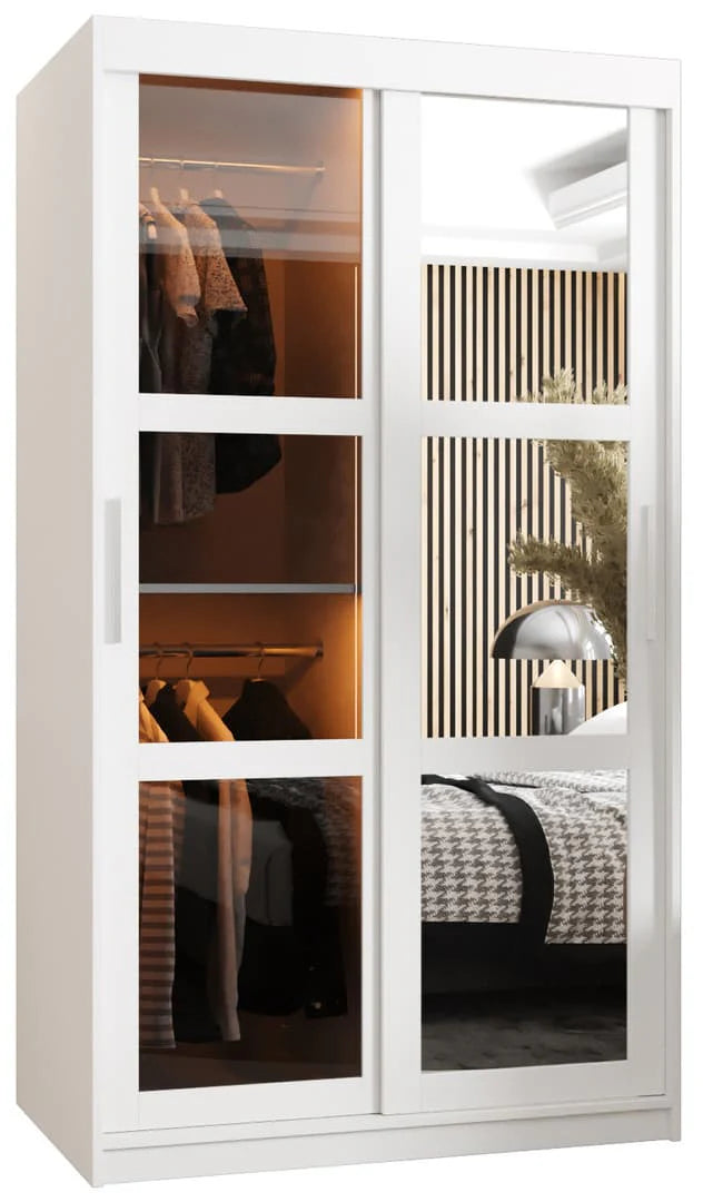 Parma Sliding Door 100cm Wooden Wardrobe in White