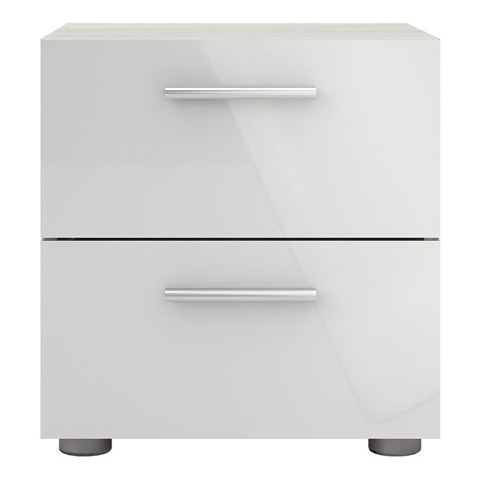 Pepe Bedside 2 Drawers in Oak with White High Gloss - UK