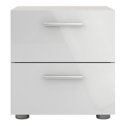 Pepe Bedside 2 Drawers in Oak with White High Gloss - UK